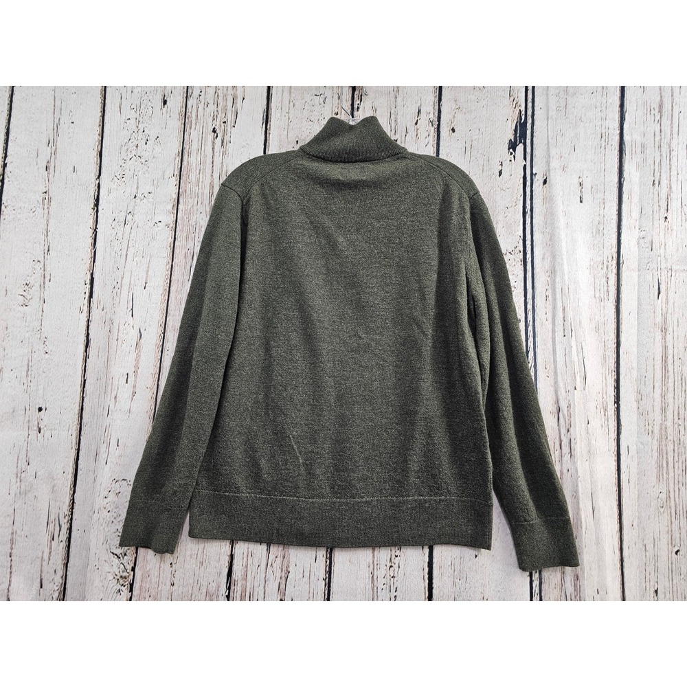 UNTUCKit Belguardo Sweater Mens Large Green Merino Wool Quarter Zip Pullover - Picture 2 of 6